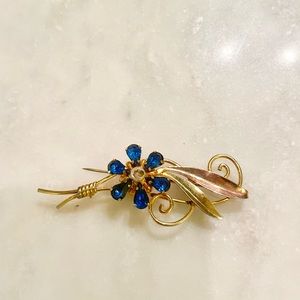 Antique 91 Stamped Sterling Flower Brooch
